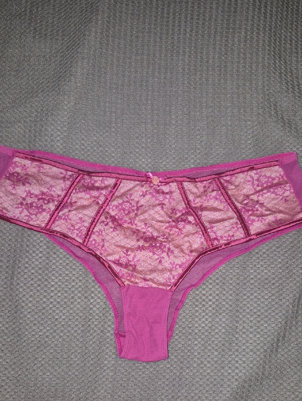 Paramour Pink Lace Bikini Panty - Two-Tone Fuchsia Size Large